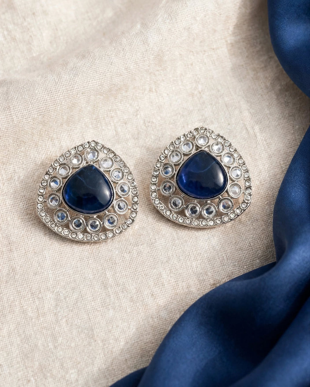 Navy Blue Teardrop Earrings