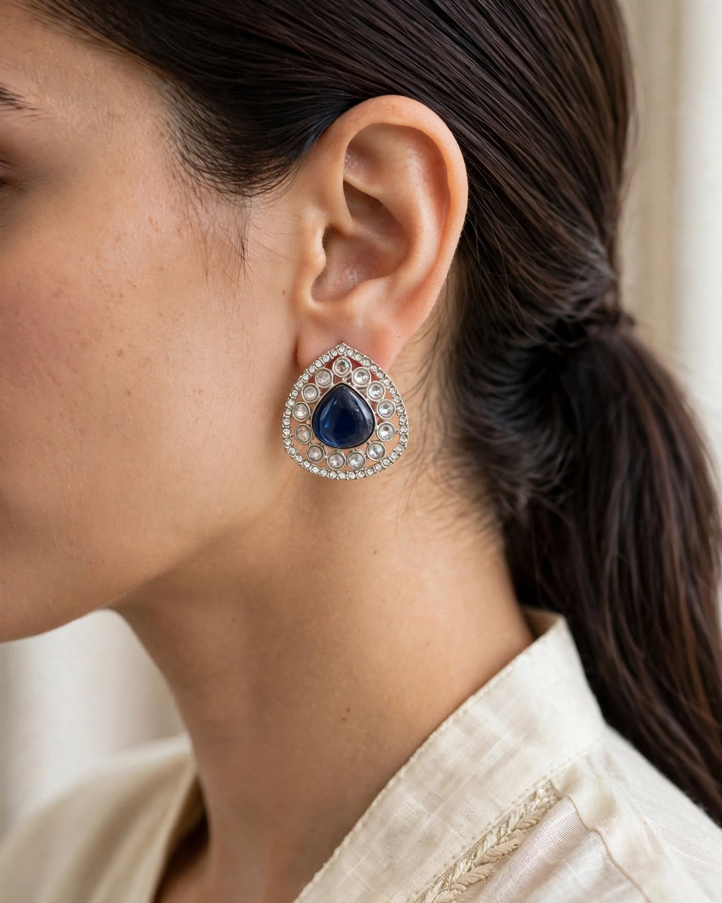 Navy Blue Teardrop Earrings