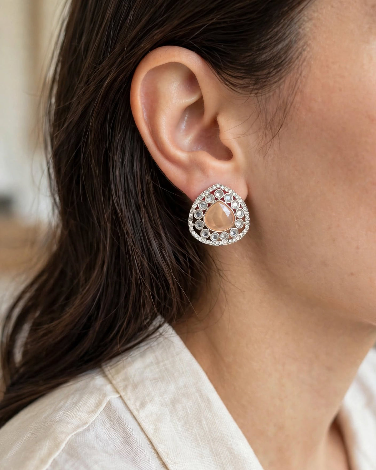 Peach Teardrop Earrings