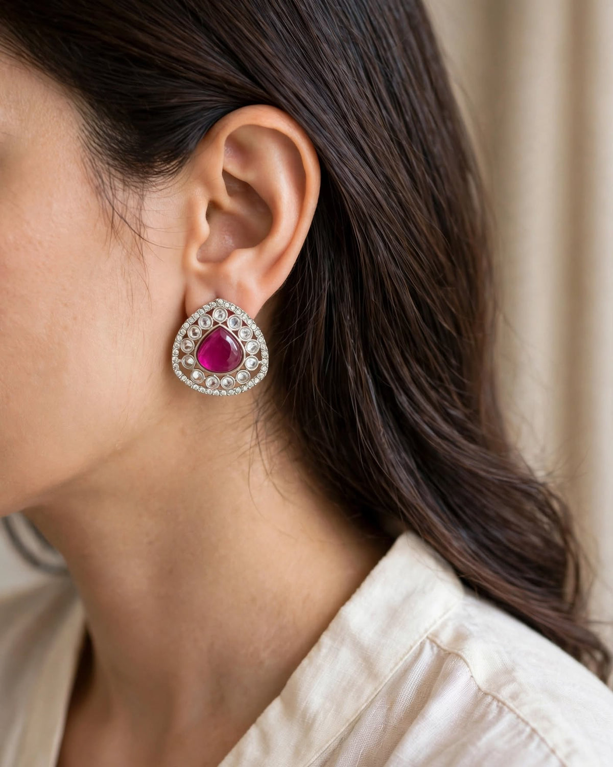 Fuchsia Pink Teardrop Earrings